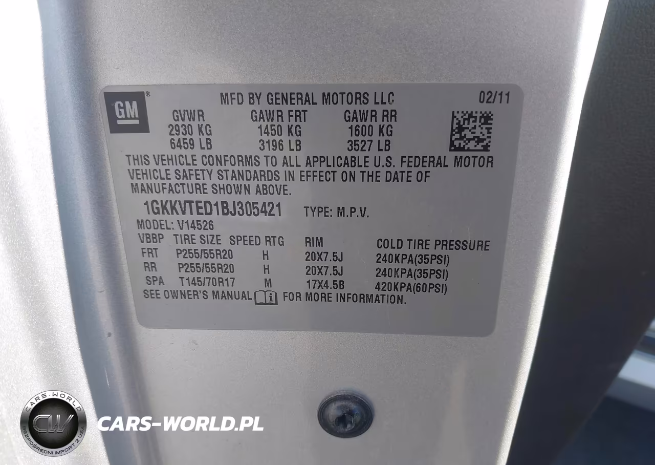 2011 GMC Acadia Denali VIN:1GKKVTED1BJ305421 - 9