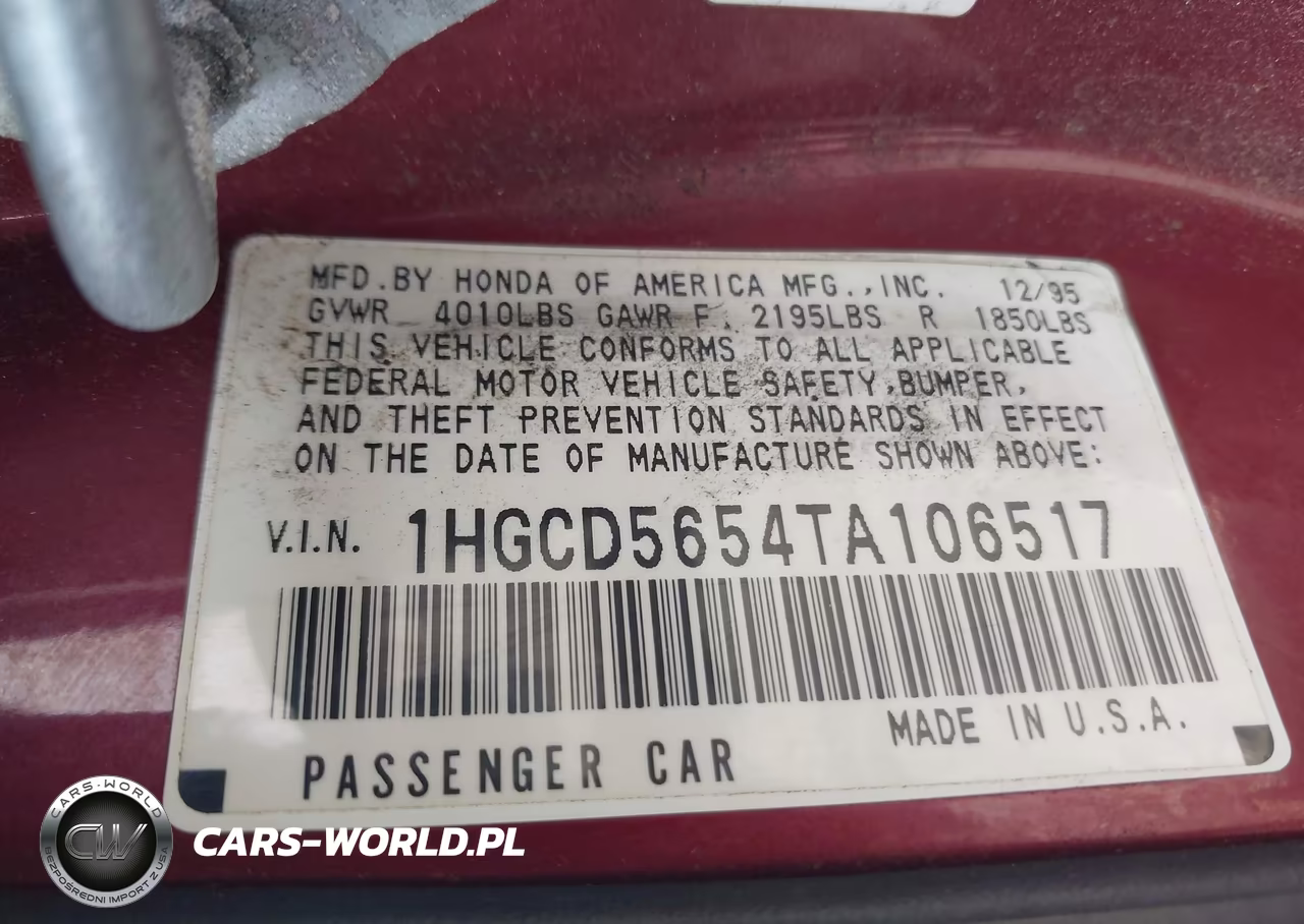 1996 Honda Accord Ex-Ex-R VIN:1HGCD5654TA106517 - 9