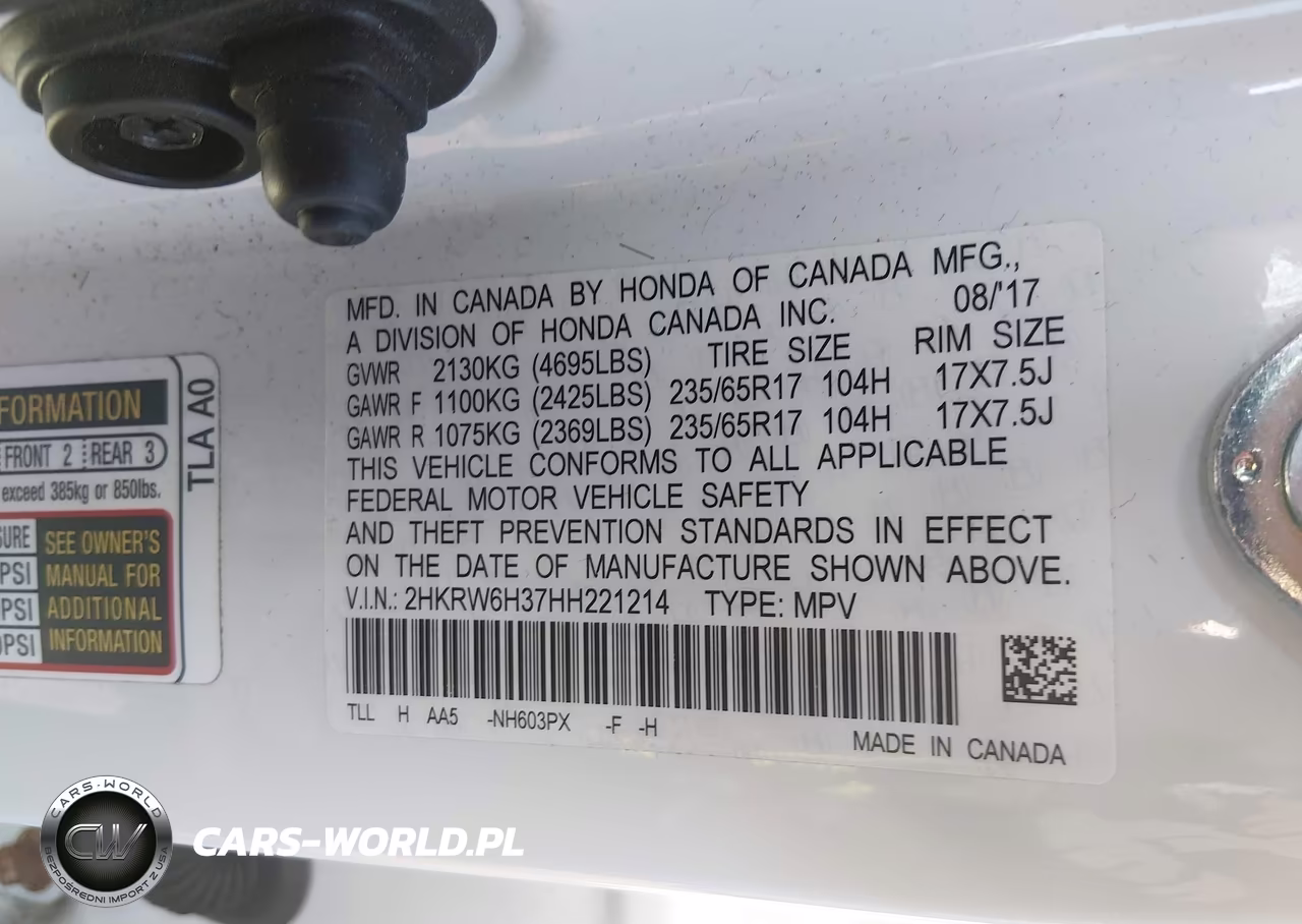2017 Honda Cr-V Lx VIN:2HKRW6H37HH221214 - 9