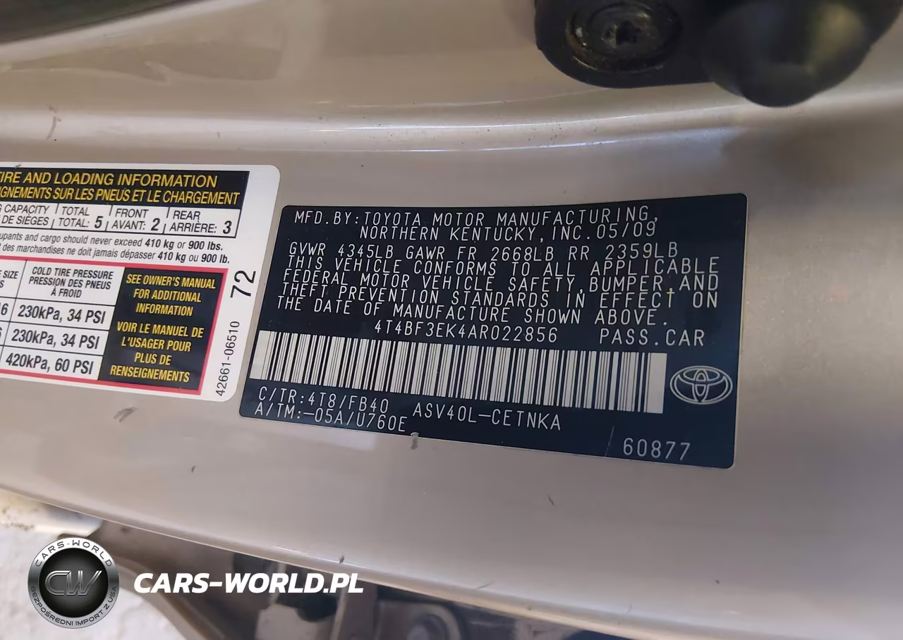 2010 Toyota Camry Le VIN:4T4BF3EK4AR022856 - 9