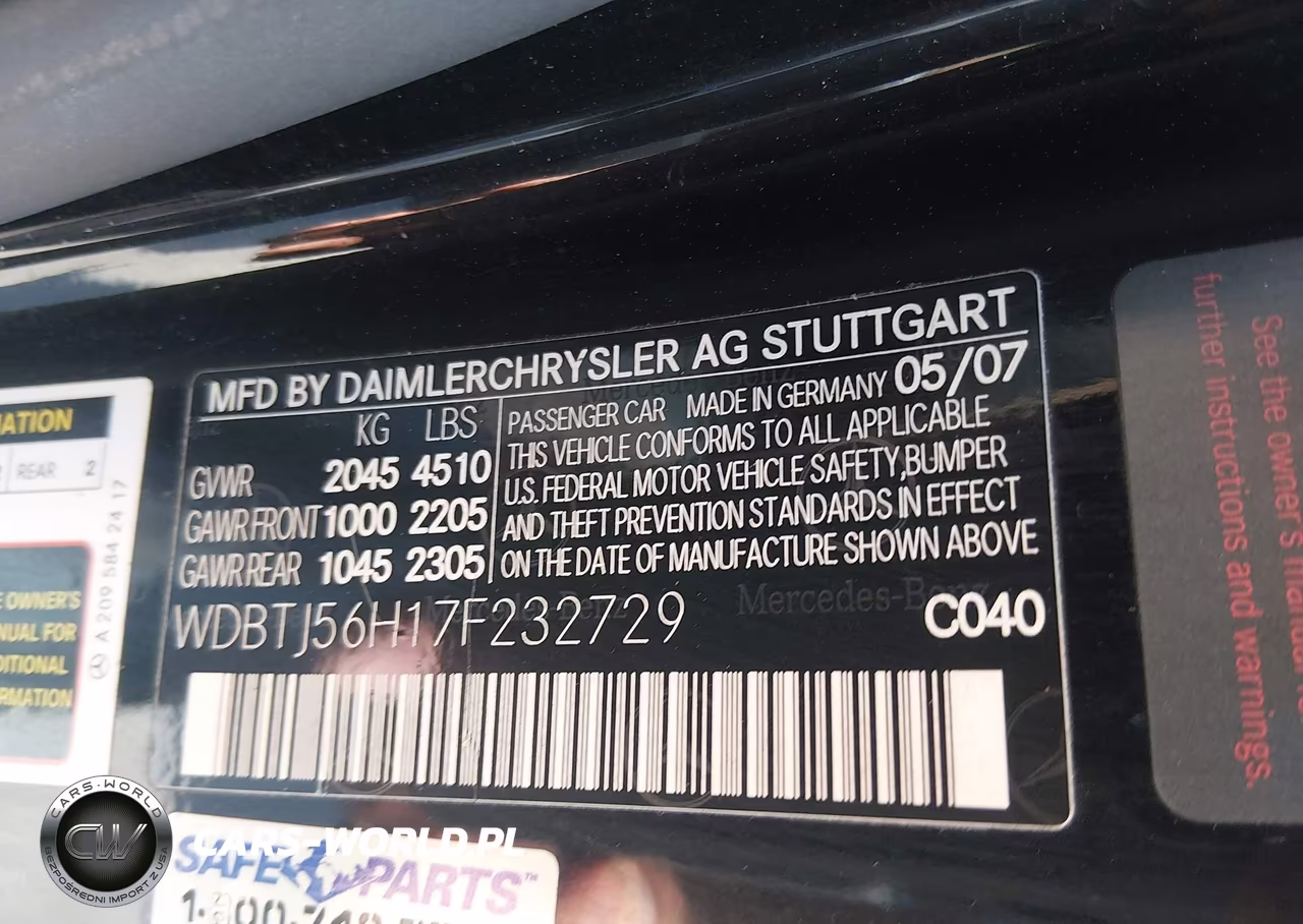 2007 Mercedes-Benz Clk 350 VIN:WDBTJ56H17F232729 - 9