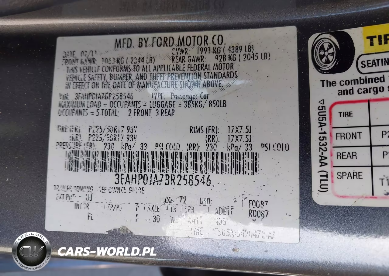 2011 Ford Fusion Sel VIN:3FAHP0JA7BR258546 - 9