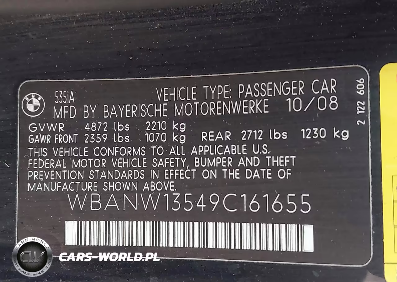 2009 BMW 5 Series 535I VIN:WBANW13549C161655 - 9