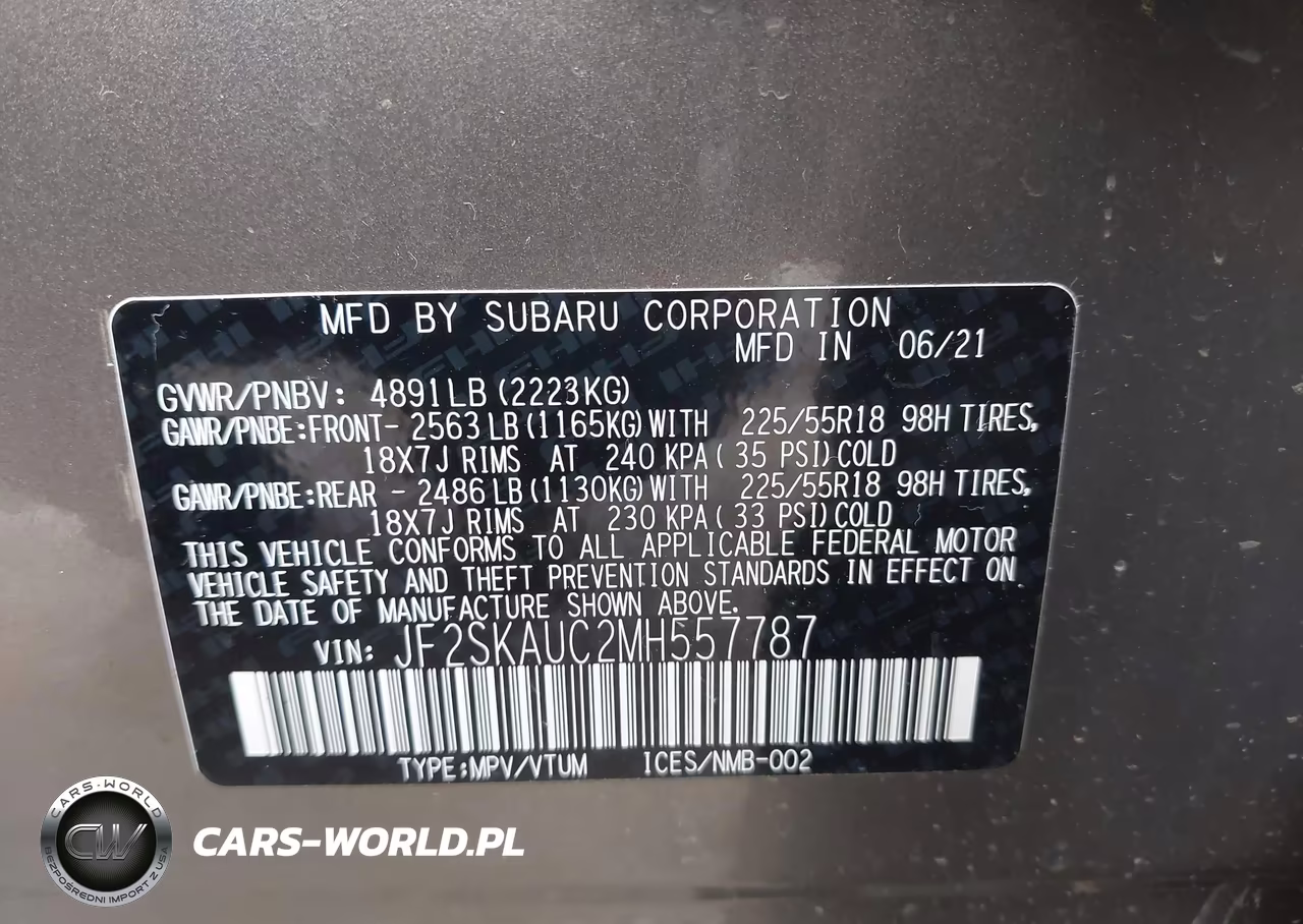 2021 Subaru Forester Limited VIN:JF2SKAUC2MH557787 - 9