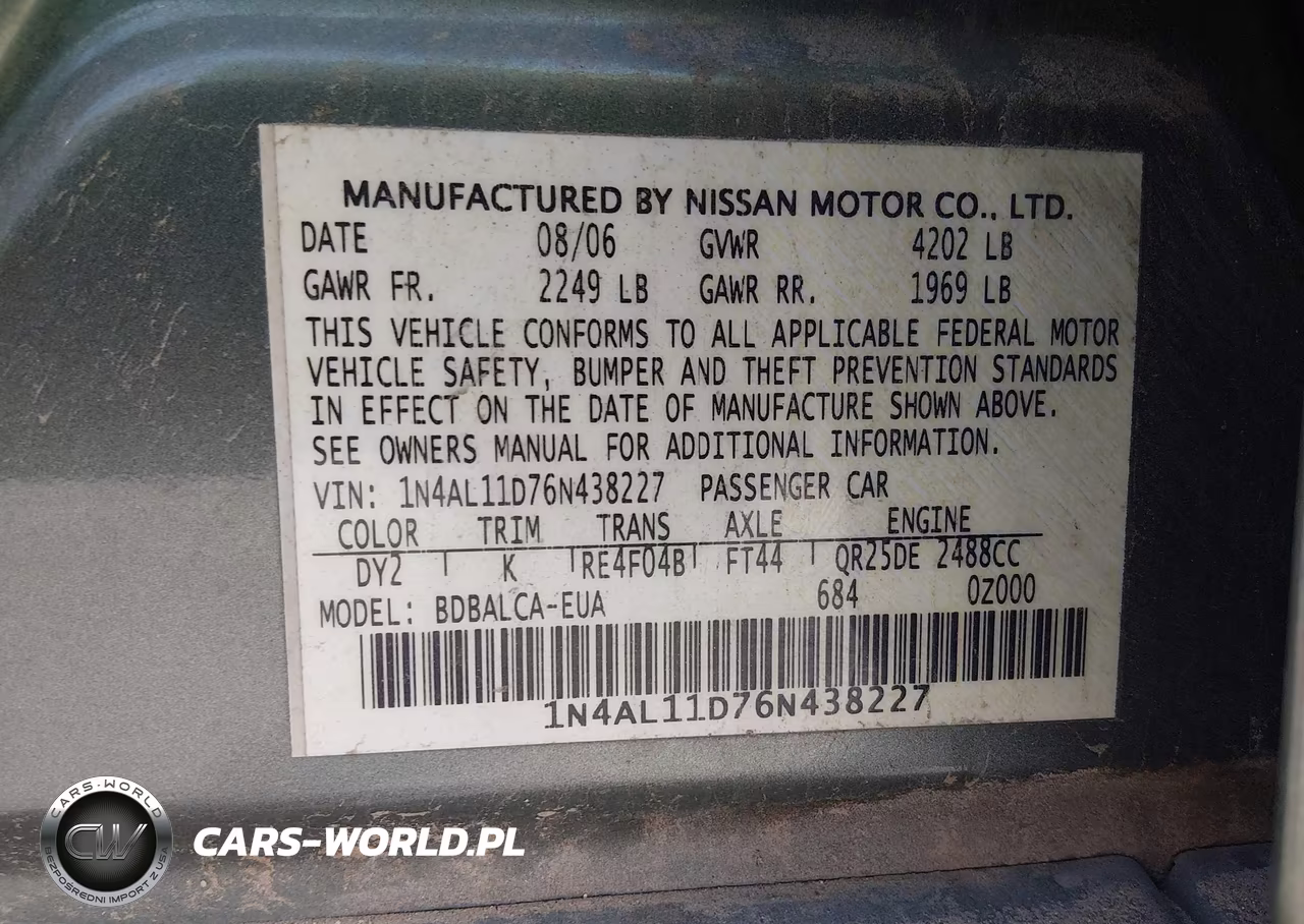 2006 Nissan Altima 2.5 S VIN:1N4AL11D76N438227 - 9