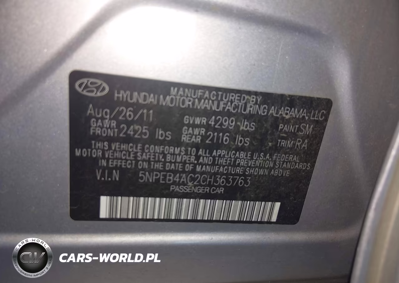 2012 Hyundai Sonata Gls VIN:5NPEB4AC2CH363763 - 9