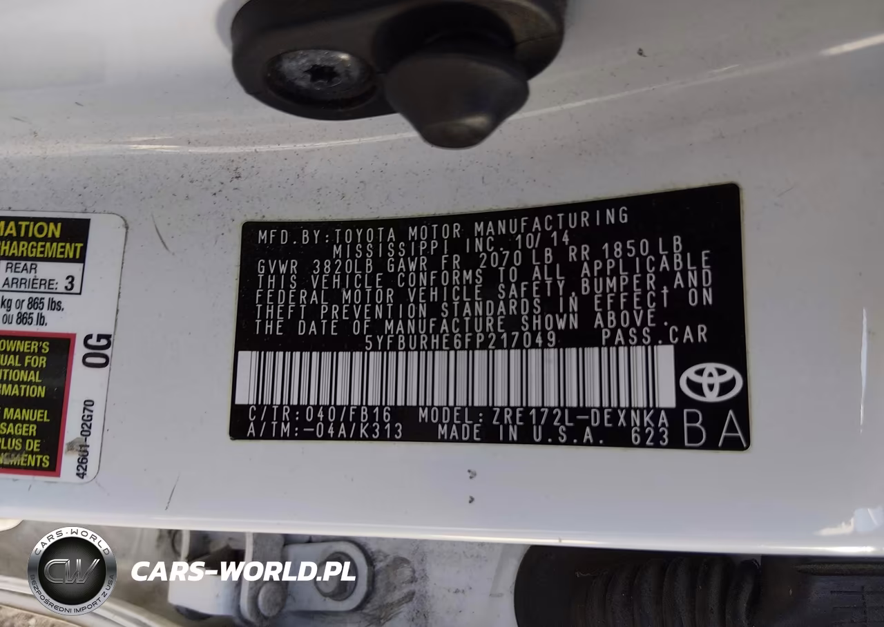 2015 Toyota Corolla Le VIN:5YFBURHE6FP217049 - 9