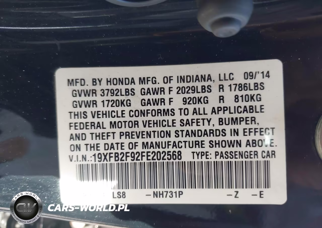 2015 Honda Civic Ex-L VIN:19XFB2F92FE202568 - 9