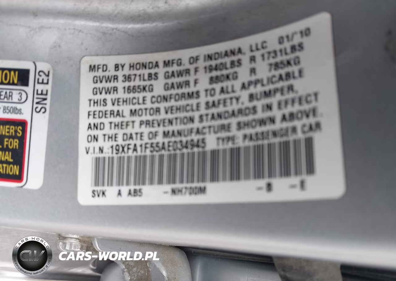 2010 Honda Civic Lx VIN:19XFA1F55AE034945 - 9