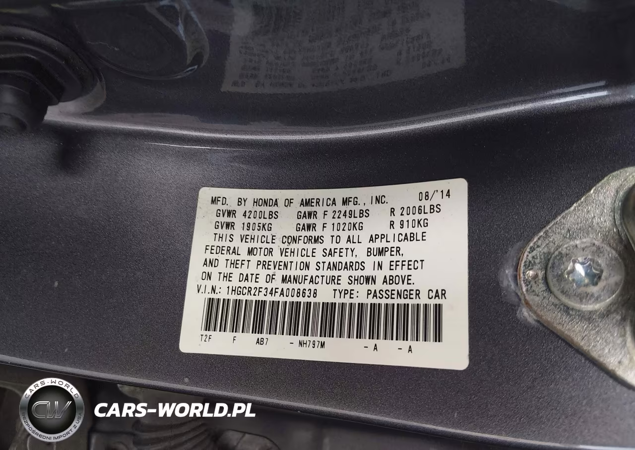 2015 Honda Accord Lx VIN:1HGCR2F34FA008638 - 9