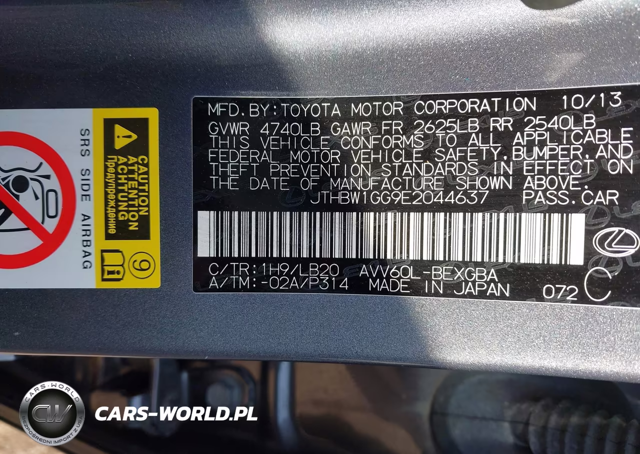 2014 Lexus Es 300H VIN:JTHBW1GG9E2044637 - 9