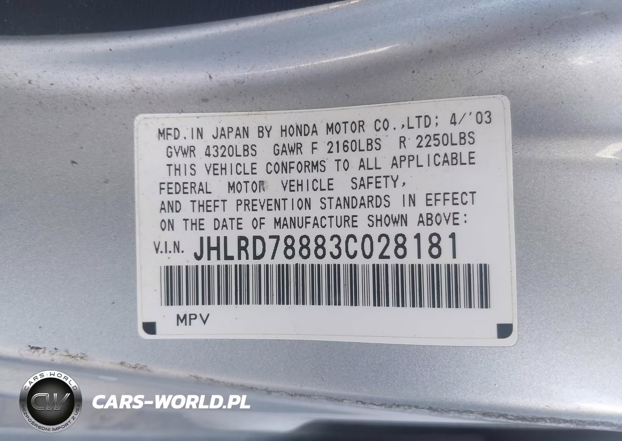2003 Honda Cr-V Ex VIN:JHLRD78883C028181 - 9