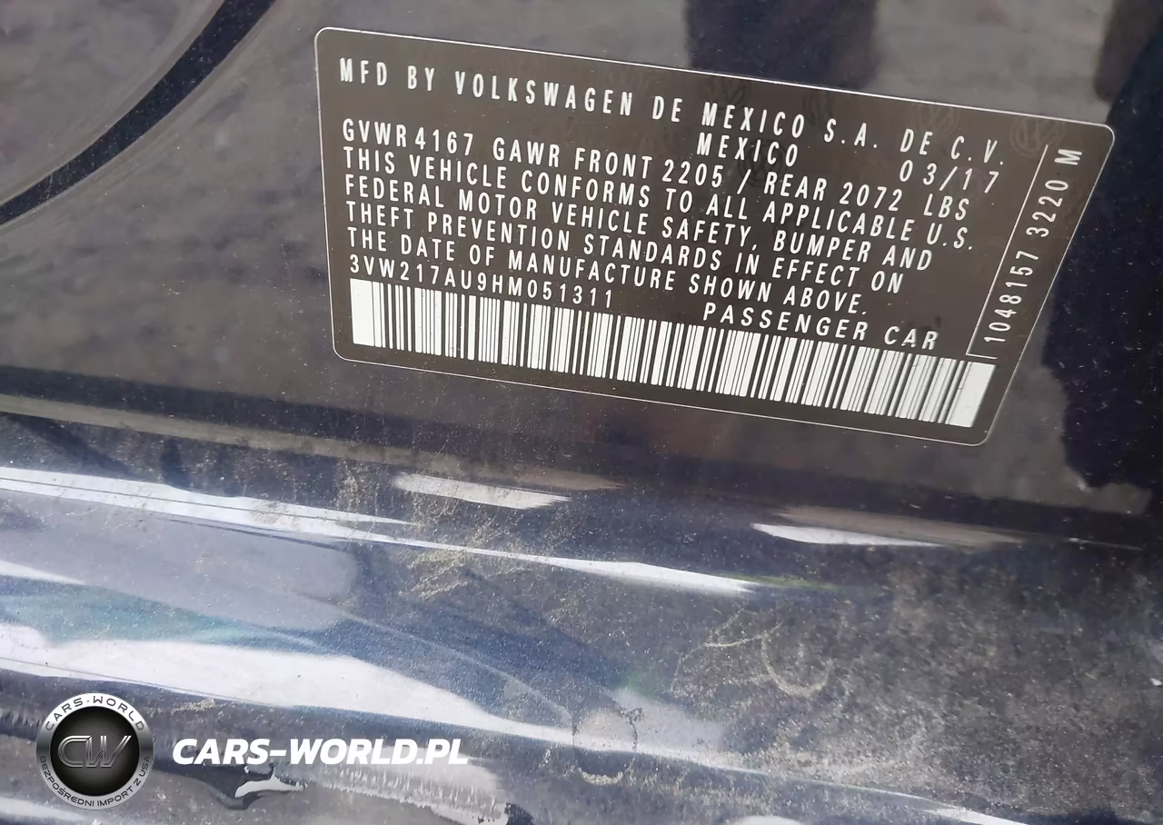 2017 Volkswagen Golf Tsi S 4-Door-Tsi Se 4-Door-Tsi Sel 4-Door-Tsi Wolfsburg Edition 4-Door VIN:3VW217AU9HM051311 - 9
