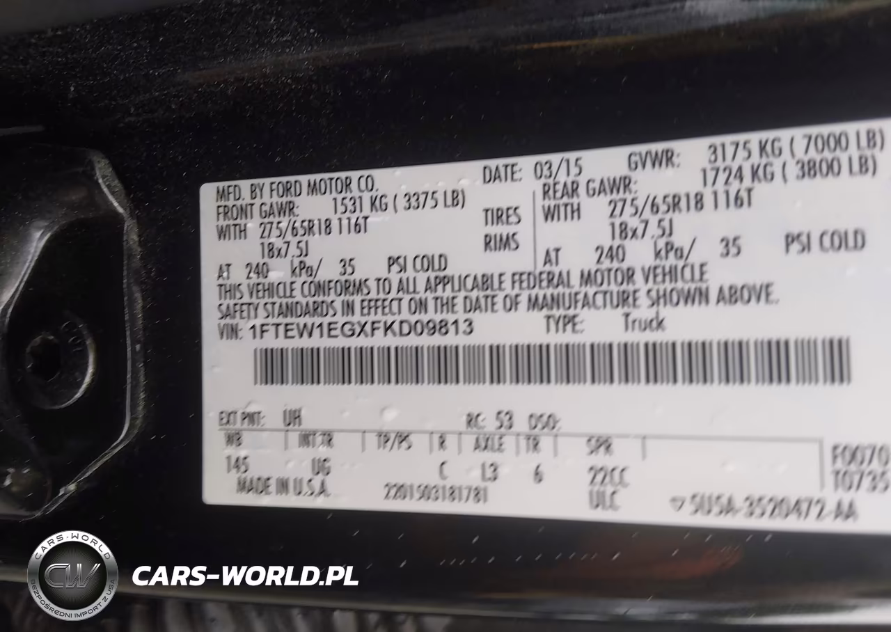 2015 Ford F150 Supercrew VIN:1FTEW1EGXFKD09813 - 9