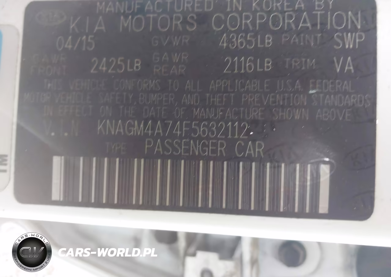 2015 Kia Optima Lx VIN:KNAGM4A74F5632112 - 9