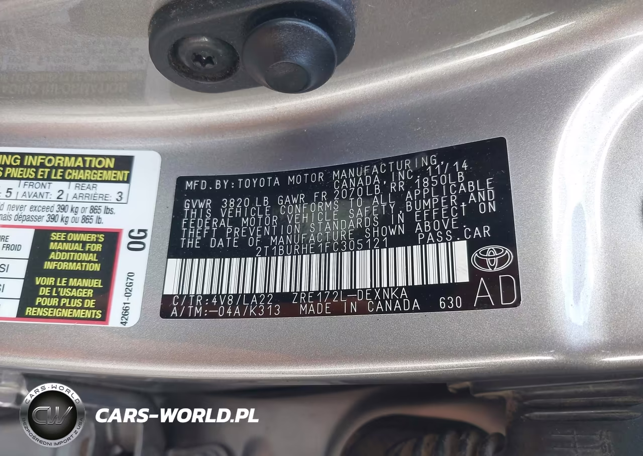 2015 Toyota Corolla Le Premium VIN:2T1BURHE1FC305121 - 9