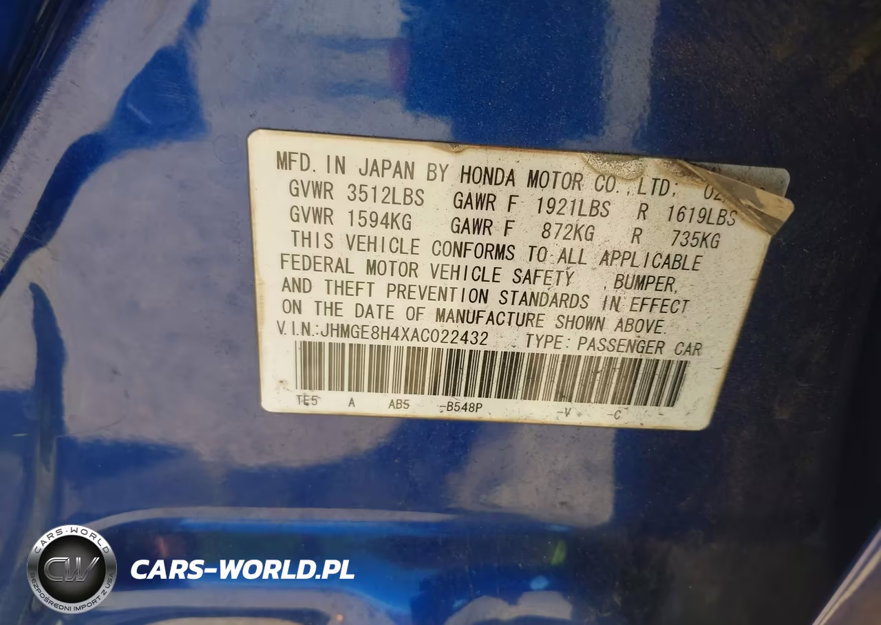 2010 Honda Fit Sport VIN:JHMGE8H4XAC022432 - 9