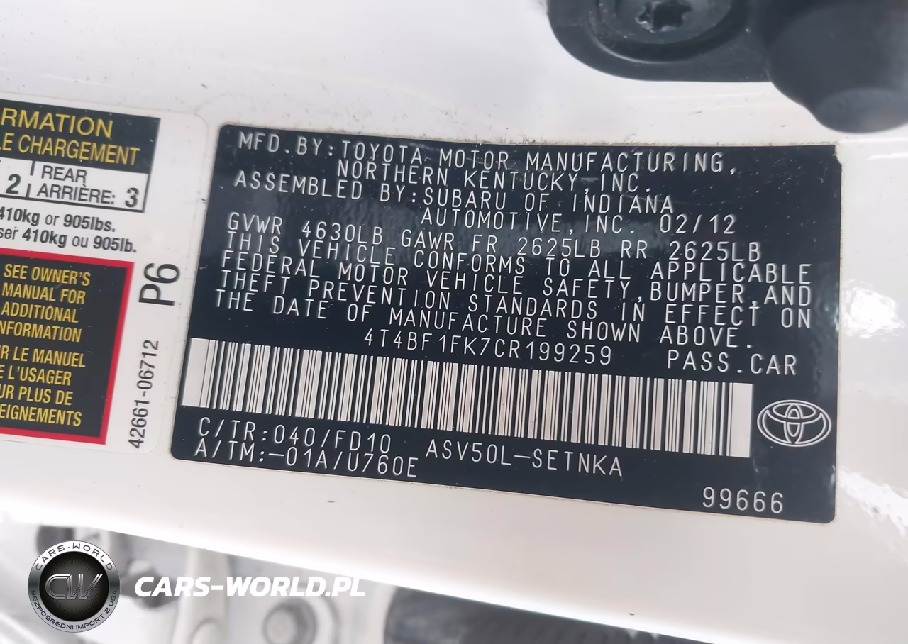 2012 Toyota Camry Le VIN:4T4BF1FK7CR199259 - 9