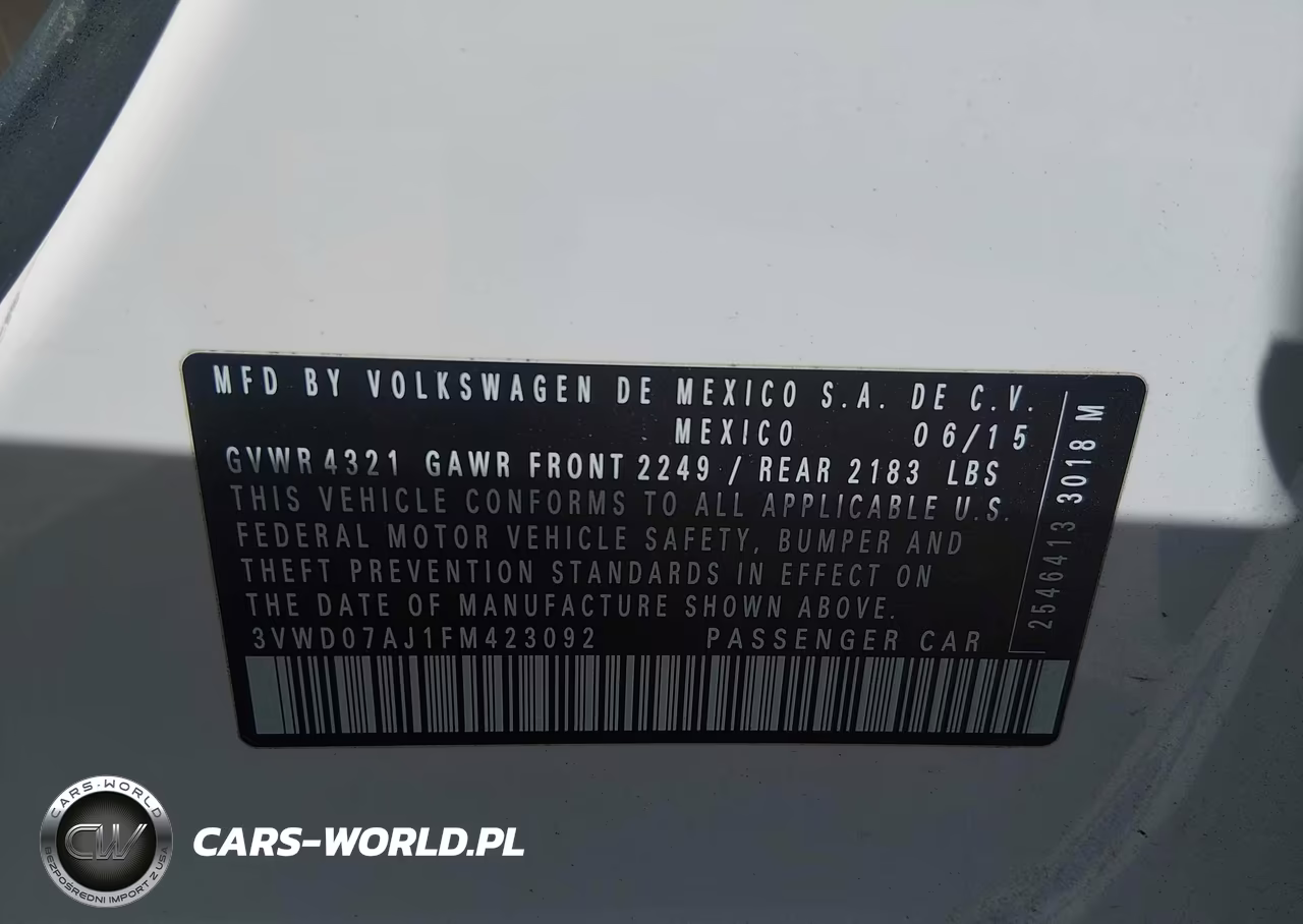 2015 Volkswagen Jetta 1.8T Se VIN:3VWD07AJ1FM423092 - 9