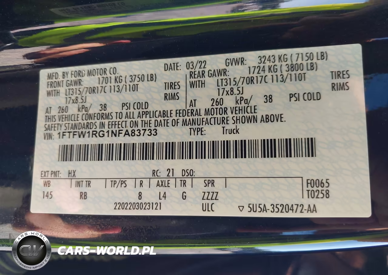 2022 Ford F-150 Raptor VIN:1FTFW1RG1NFA83733 - 9