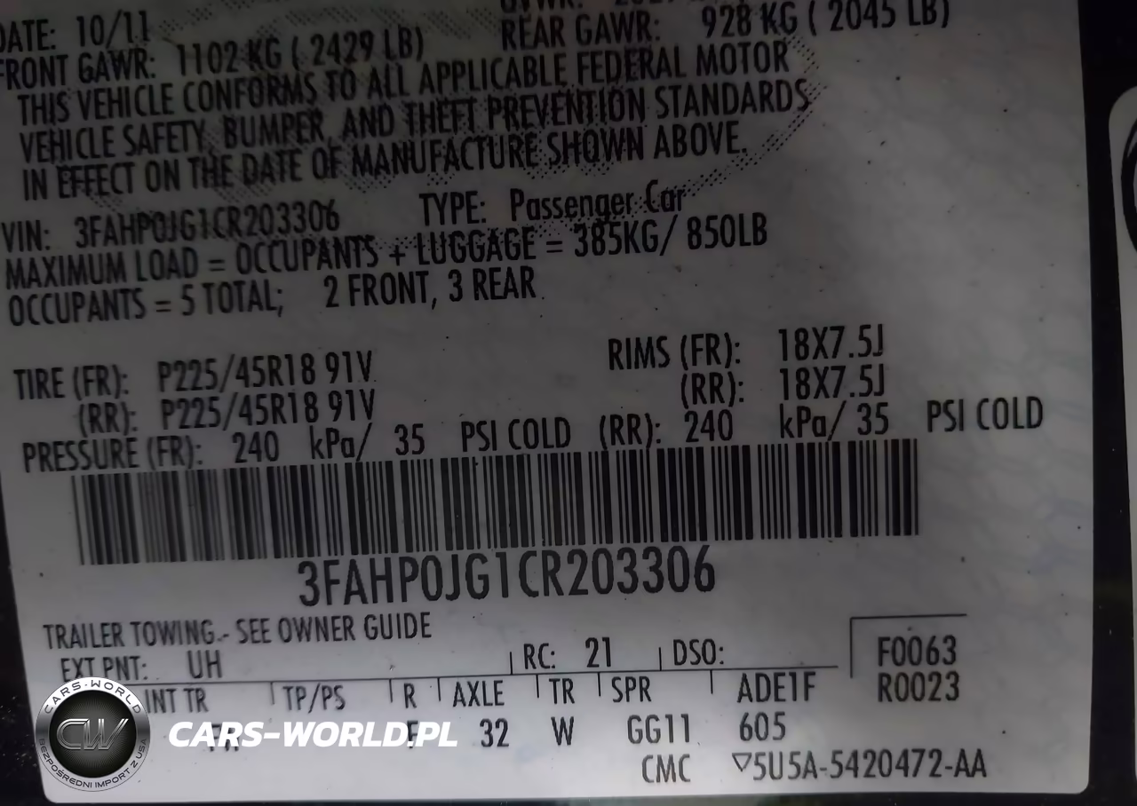 2012 Ford Fusion Sel VIN:3FAHP0JG1CR203306 - 9