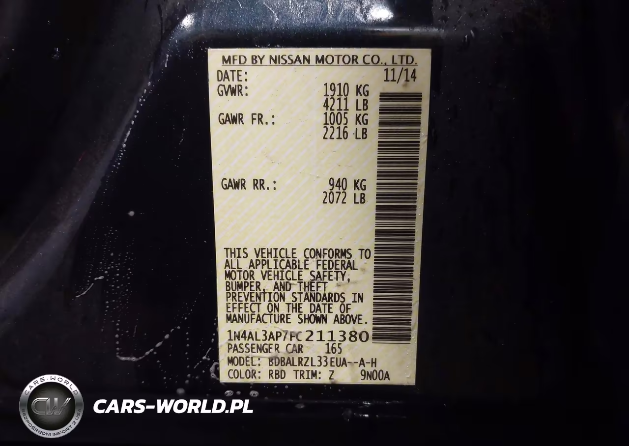 2015 Nissan Altima 2.5 Sl VIN:1N4AL3AP7FC211380 - 9