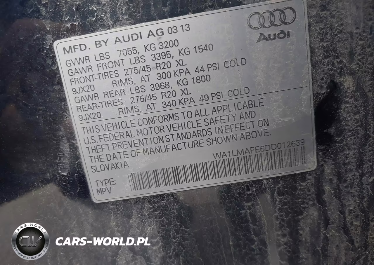 2013 Audi Q7 3.0 Tdi Premium VIN:WA1LMAFE6DD012639 - 9