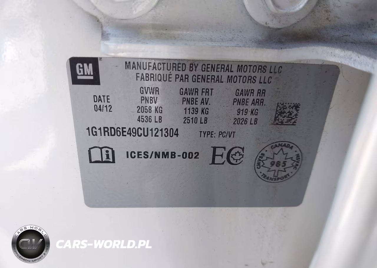 2012 Chevrolet Volt VIN:1G1RD6E49CU121304 - 9