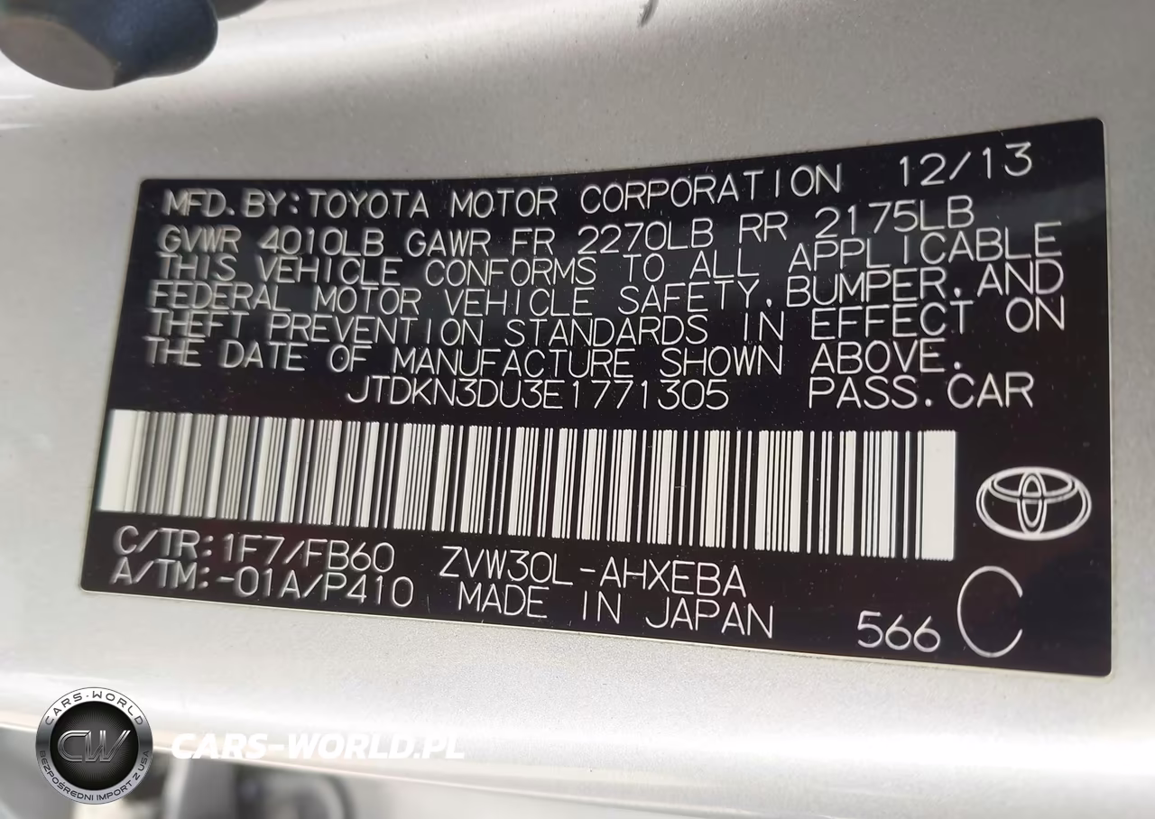 2014 Toyota Prius Two VIN:JTDKN3DU3E1771305 - 9