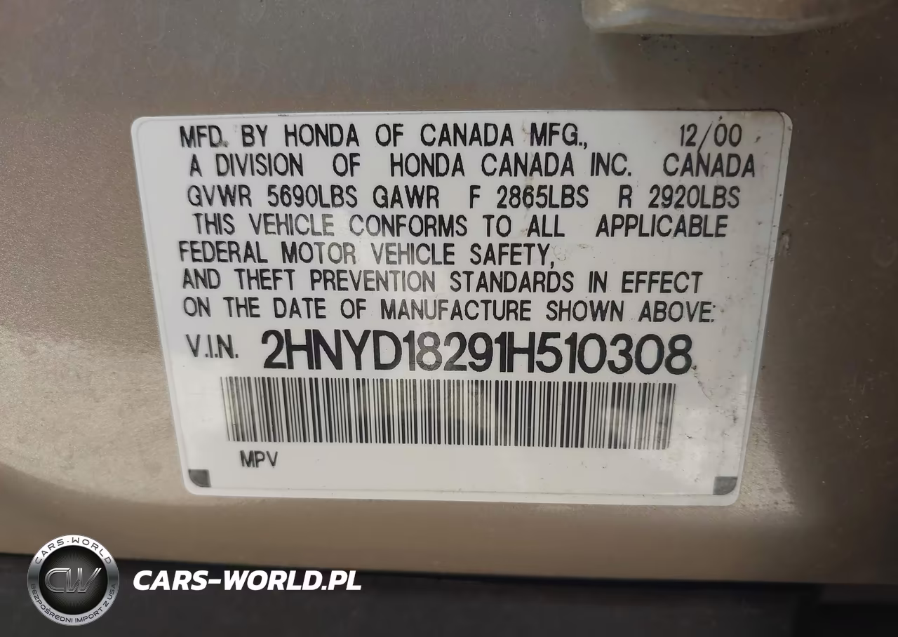 2001 Acura Mdx VIN:2HNYD18291H510308 - 9