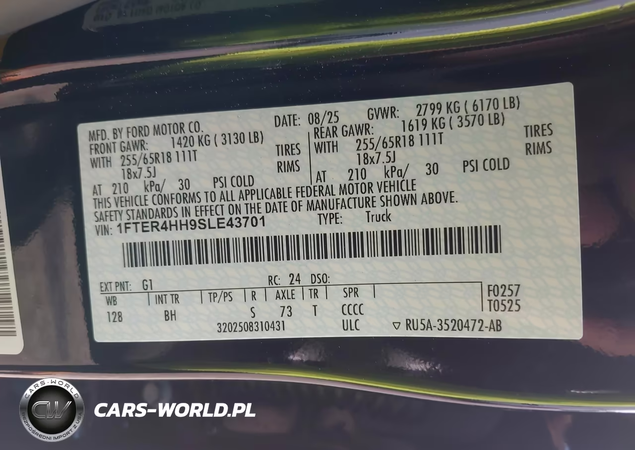 2025 Ford Ranger Xlt VIN:1FTER4HH9SLE43701 - 9
