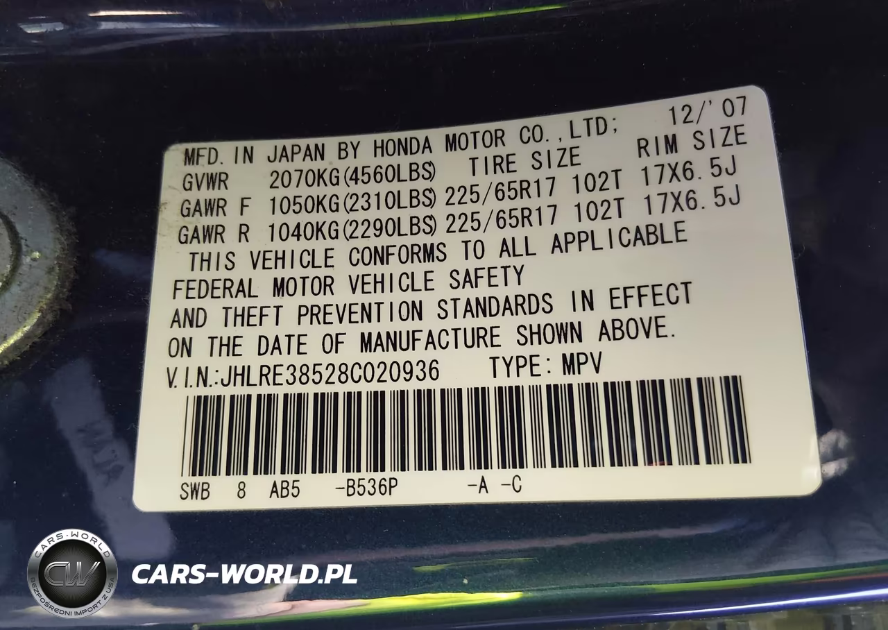 2008 Honda Cr-V Ex VIN:JHLRE38528C020936 - 9