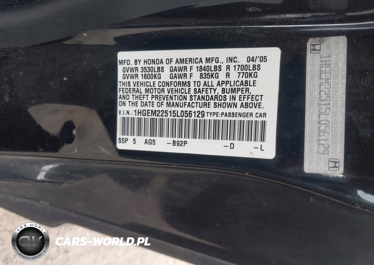 2005 Honda Civic Lx VIN:1HGEM22515L056129 - 9