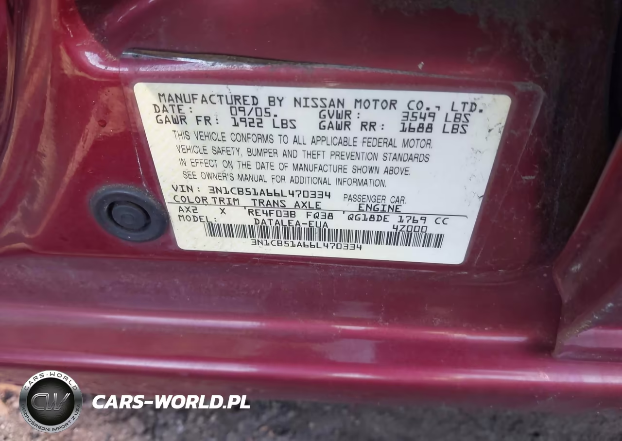 2006 Nissan Sentra 1.8S VIN:3N1CB51A66L470334 - 9