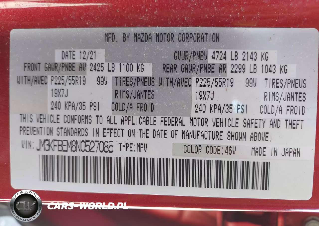2022 Mazda Cx-5 2.5 S Premium Plus VIN:JM3KFBEM8N0527085 - 9