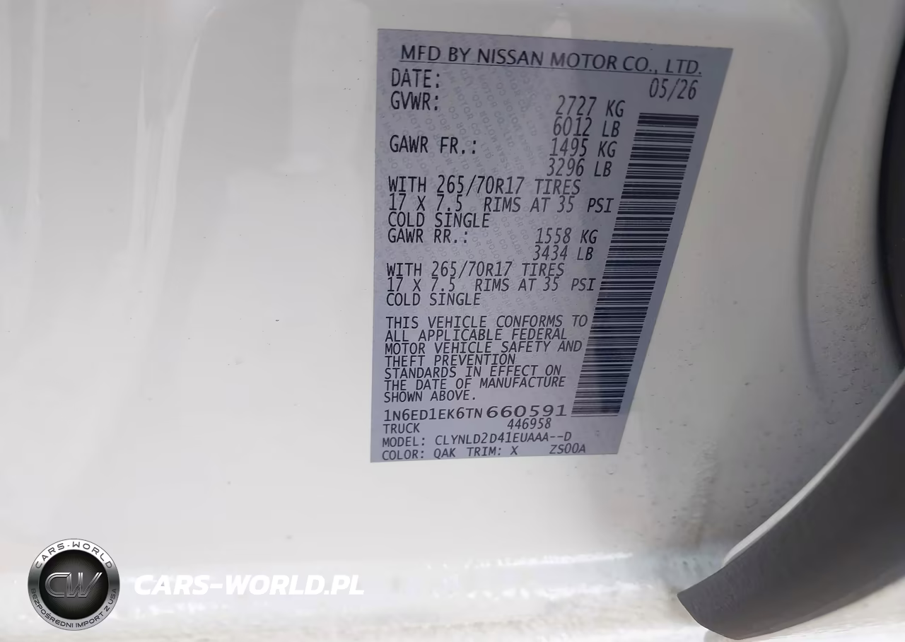 2026 Nissan Frontier Pro-4X 4X4 VIN:1N6ED1EK6TN660591 - 9