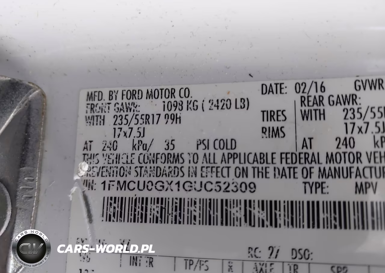 2016 Ford Escape Se VIN:1FMCU0GX1GUC52309 - 9