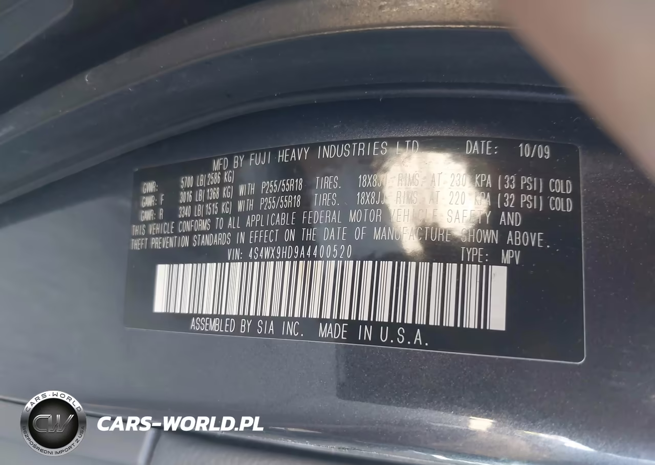 2010 Subaru Tribeca 3.6R Limited VIN:4S4WX9HD9A4400520 - 9
