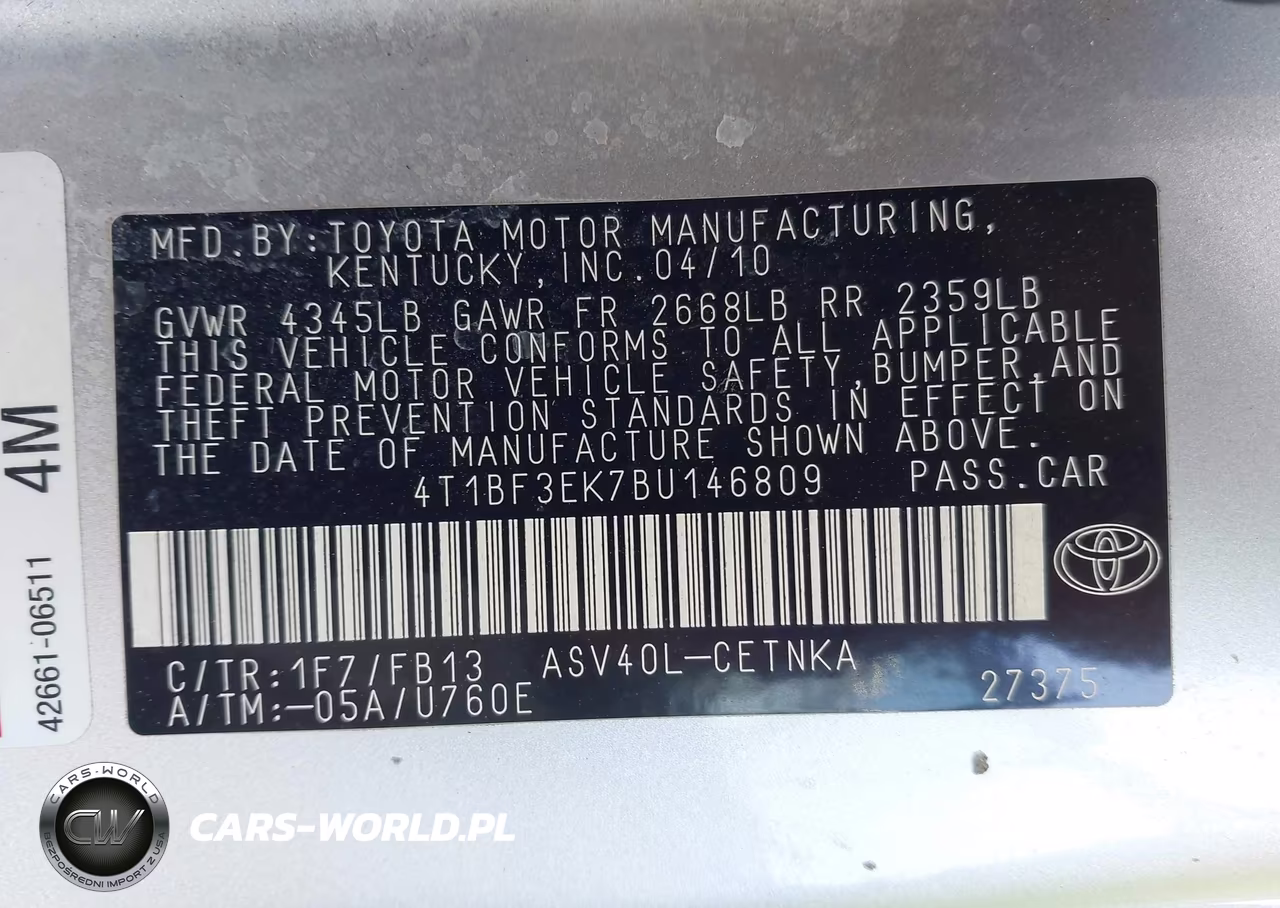 2011 Toyota Camry Le VIN:4T1BF3EK7BU146809 - 9