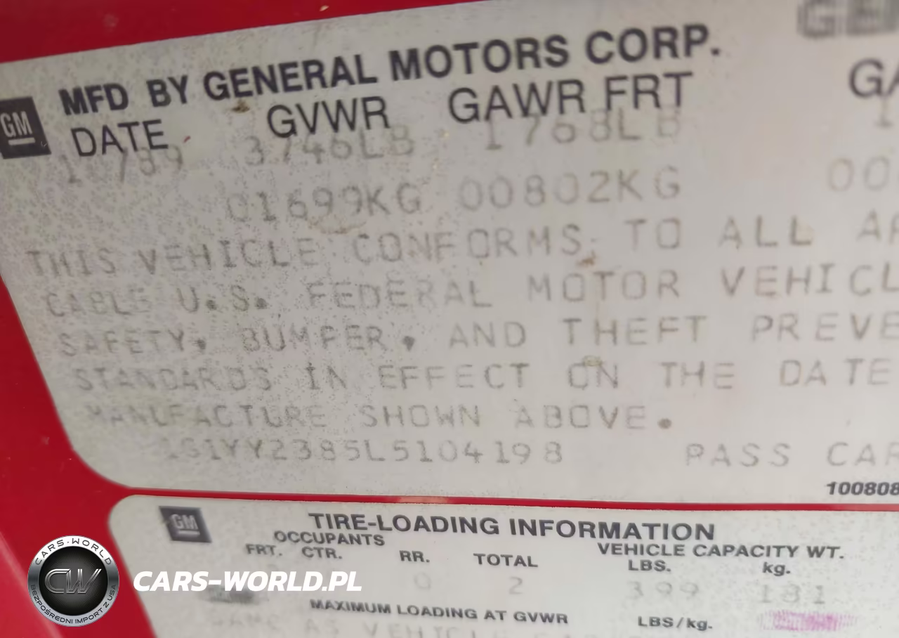 1990 Chevrolet Corvette VIN:1G1YY2385L5104198 - 9