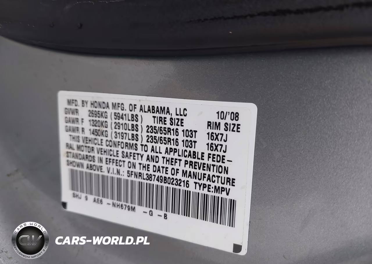 2009 Honda Odyssey Ex-L VIN:5FNRL38749B023216 - 9