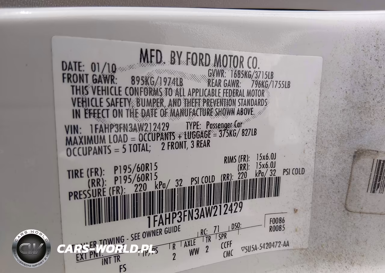 2010 Ford Focus Se VIN:1FAHP3FN3AW212429 - 9