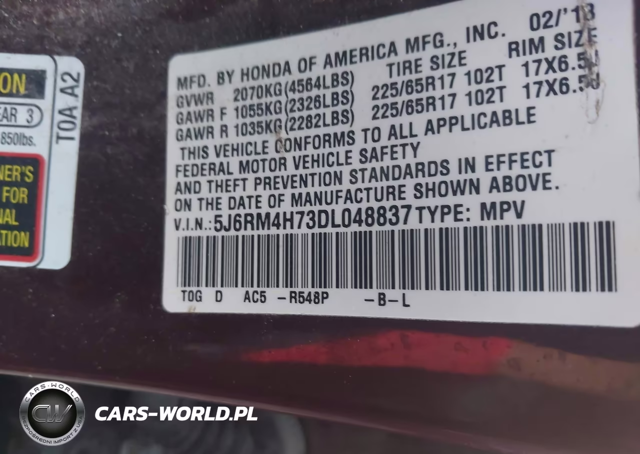 2013 Honda Cr-V Ex-L VIN:5J6RM4H73DL048837 - 9