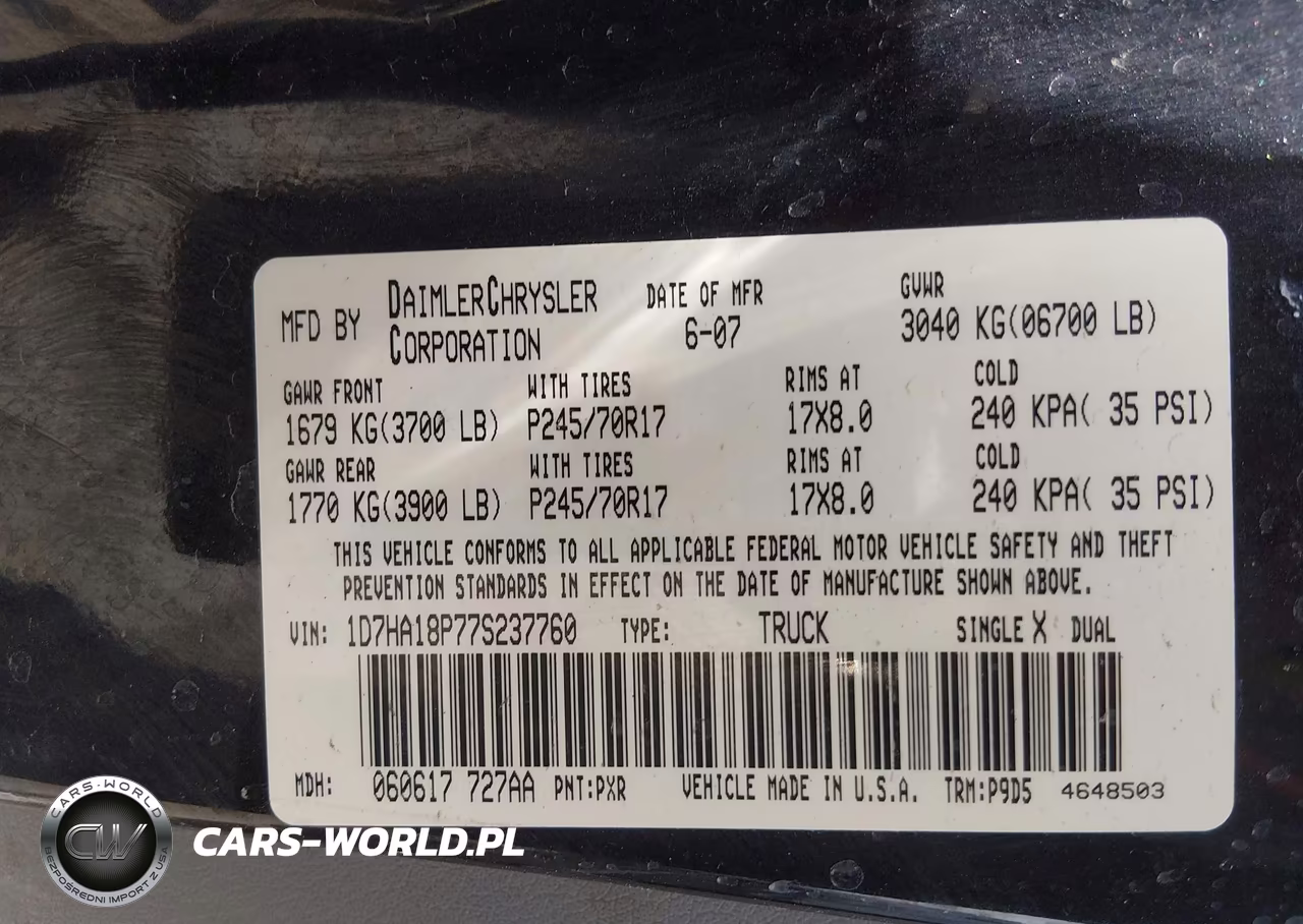 2007 Dodge Ram 1500 St VIN:1D7HA18P77S237760 - 9