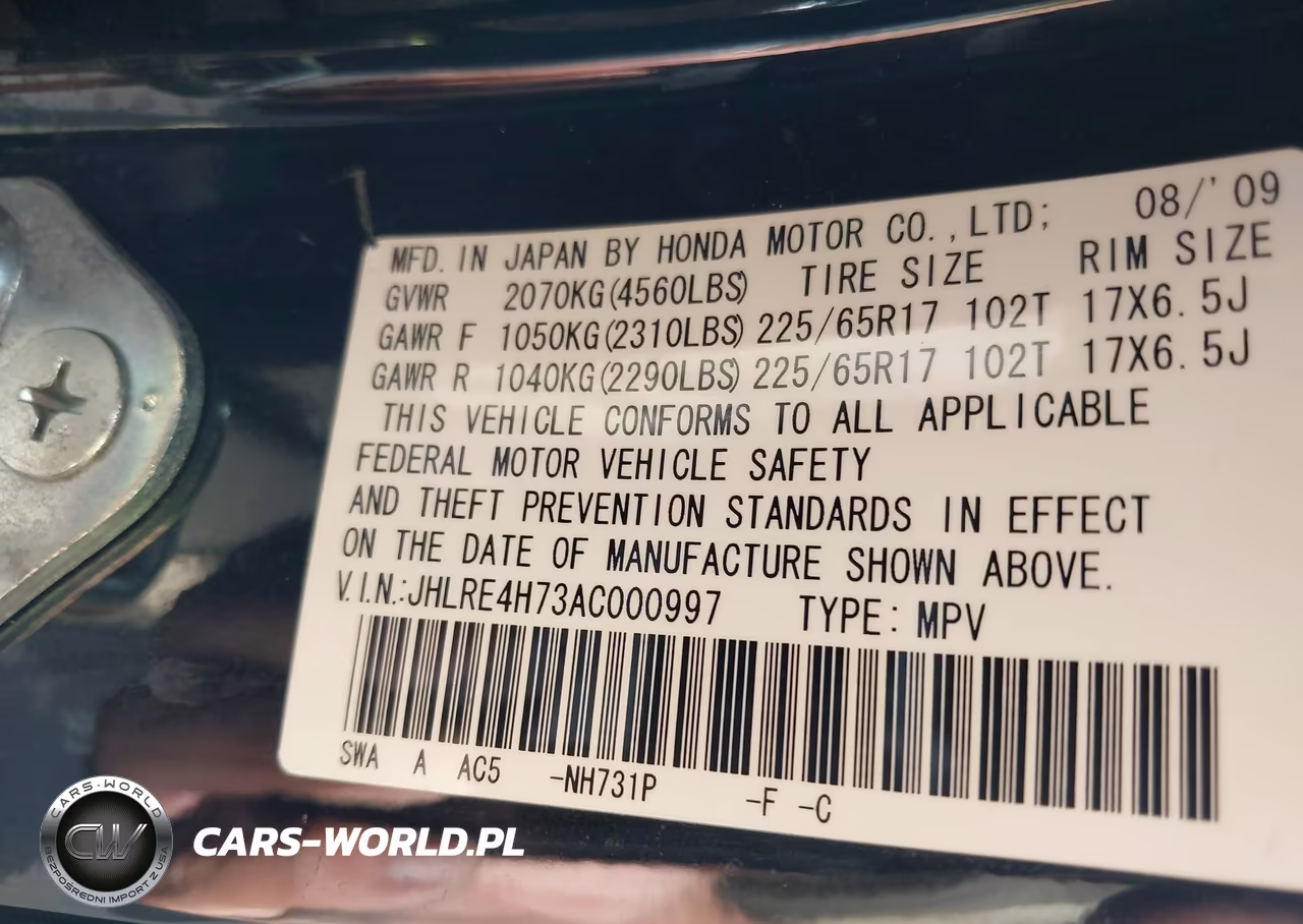2010 Honda Cr-V Ex-L VIN:JHLRE4H73AC000997 - 9