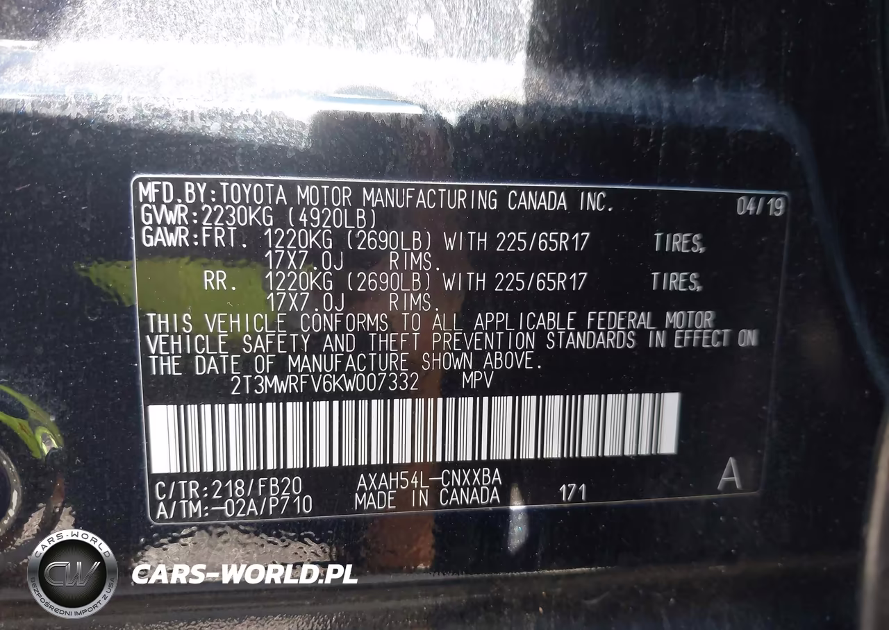 2019 Toyota Rav4 Hybrid Le VIN:2T3MWRFV6KW007332 - 9