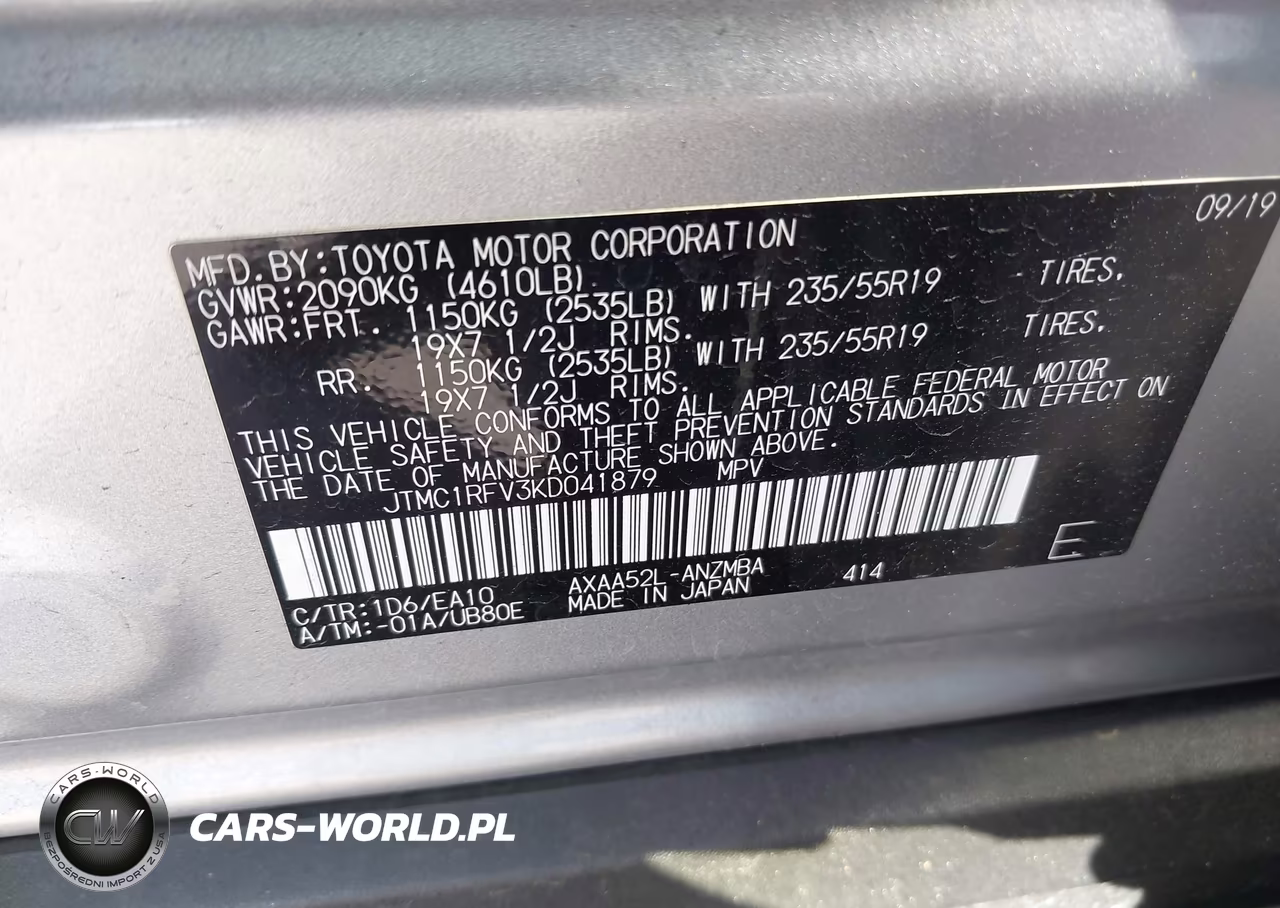 2019 Toyota Rav4 Xle Premium VIN:JTMC1RFV3KD041879 - 9