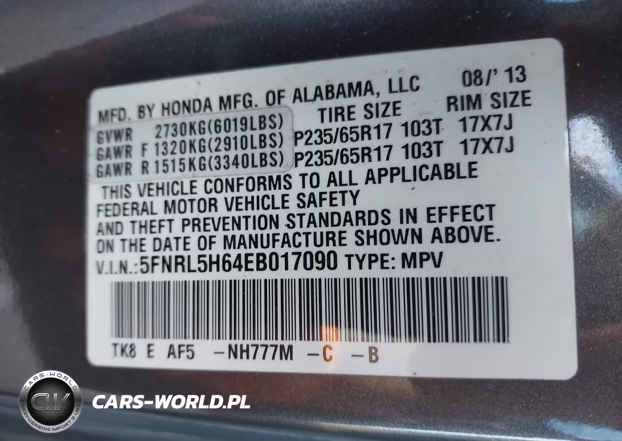 2014 Honda Odyssey Ex-L VIN:5FNRL5H64EB017090 - 9