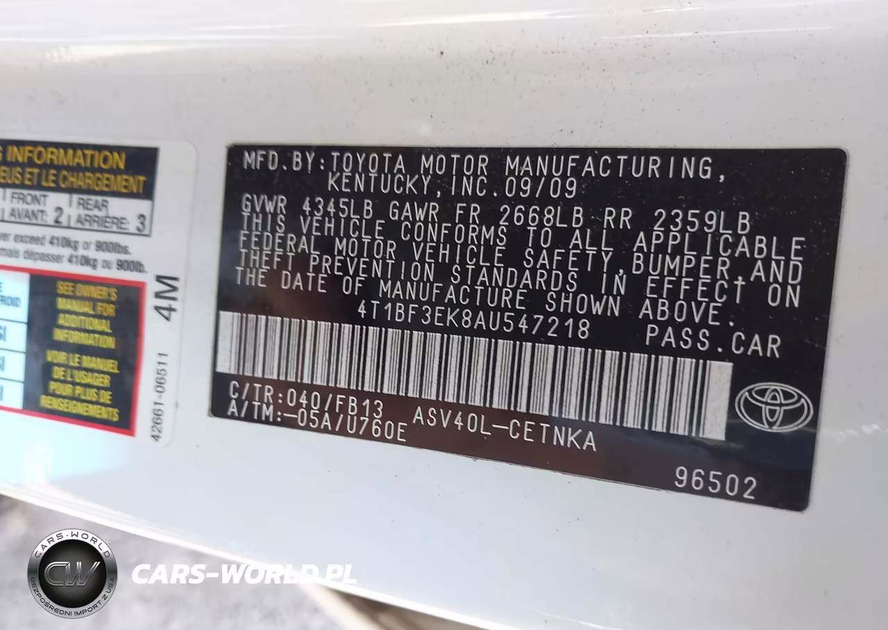 2010 Toyota Camry Le VIN:4T1BF3EK8AU547218 - 9