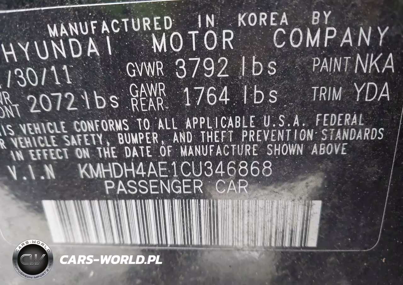 2012 Hyundai Elantra Gls (Ulsan Plant) VIN:KMHDH4AE1CU346868 - 9